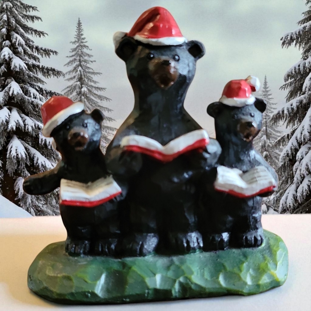 Vtg Slifka 3 Bears Singing Choir Christmas Caroling Resin Figurine Statue